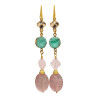 Boucles Agate et Quartz Rose Plaquées Or