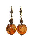 Boucles Ambre Copal Laiton