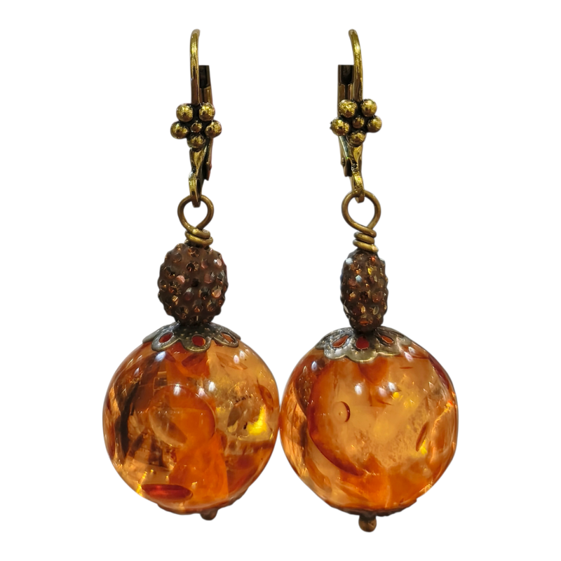 Boucles Ambre Copal Laiton