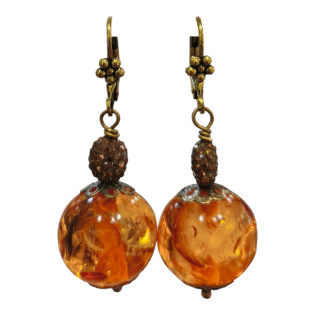 Boucles Ambre Copal Laiton