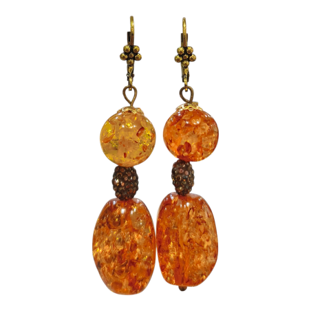 Boucles Ambre Copal Laiton