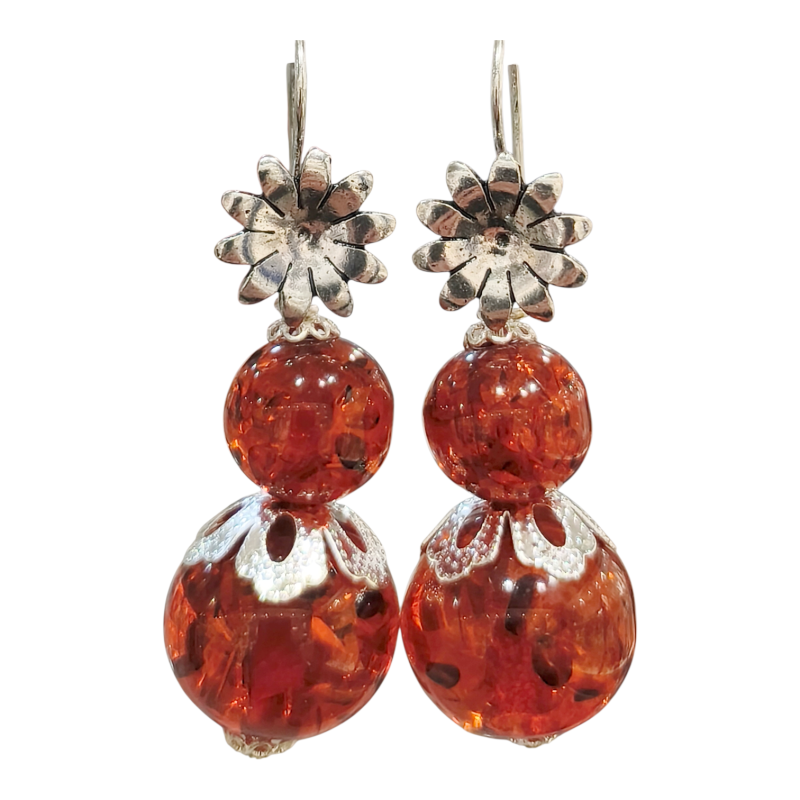 Boucles Ambre Copal Fleur