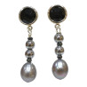 Boucles Perles d'Eau Douce Hématite et Onyx Facetté Acier Inox
