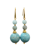 Boucles Amazonite et Bakélite Plaquées Or