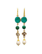 Boucles Agate et Perle d'Eau Douce Plaquées Or