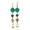 Boucles Agate et Perle d'Eau Douce Plaquées Or