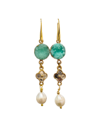 Boucles Agate et Perle d'Eau Douce Plaquées Or