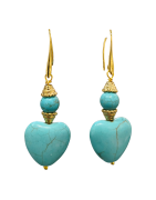 Boucles Turquoise Cœur Plaquées Or