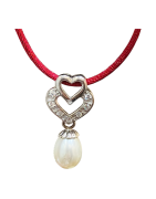 Pendentif Perle des Mers du Sud et Cœur Zirconium Argent 925 sur Cordon Réglable