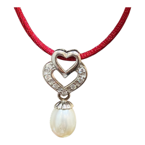 Pendentif Perle des Mers du Sud et Cœur Zirconium Argent 925 sur Cordon Réglable