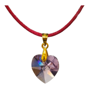 Pendentif Cœur Swarovski  Rose 2 cm sur Cordon Réglable