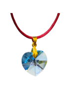 Pendentif Cœur Swarovski  Bleu 2.5 cm sur Cordon Réglable