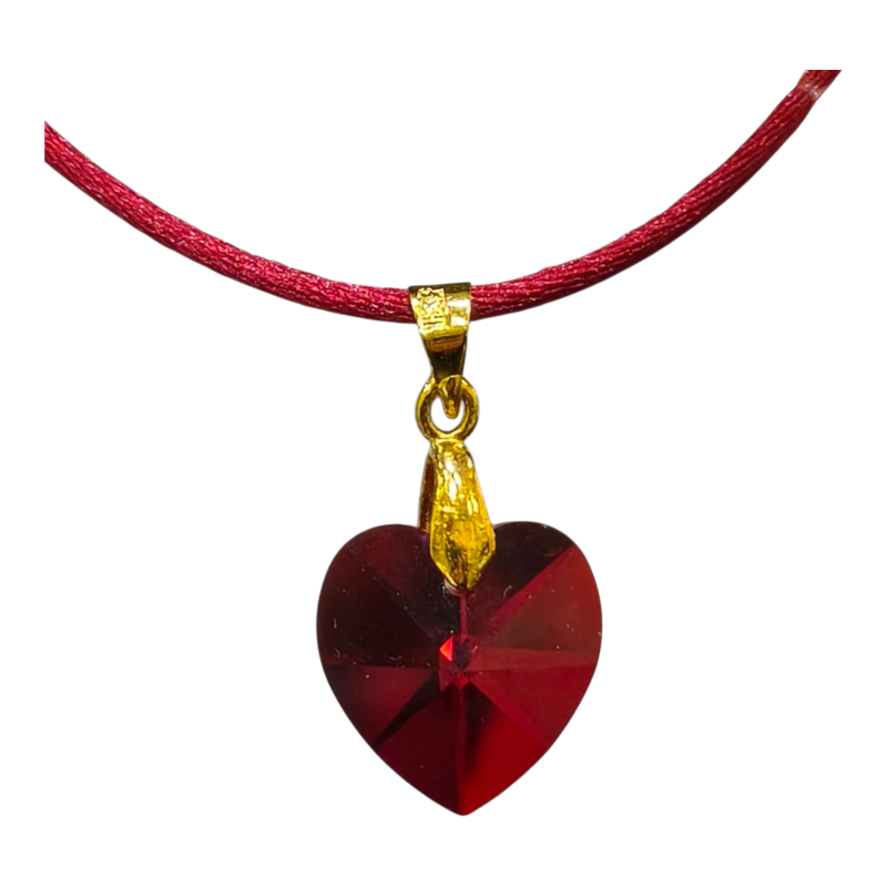 Pendentif Cœur Swarovski  Rouge 2 cm sur Cordon Réglable