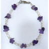Bracelet Améthyste Baroque Perles d'Eau Douce Grain de Riz avec Fermoir