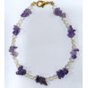 Bracelet Améthyste Baroque Perles d'Eau Douce Grain de Riz avec Fermoir Doré