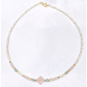 Collier Perles Eau Douce Quartz Rose Aigue Marine Facettée