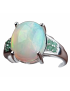 Bague Opale et Emeraude Argent 925 Taille 54