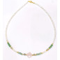 Collier Perles Eau Douce Quartz Rose Aventurine verte Labradorite