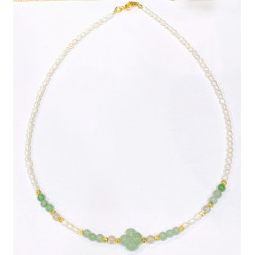 Collier Perles Eau Douce Aventurine verte Labradorite