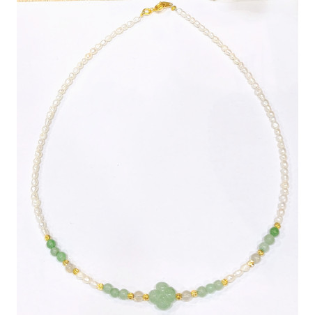 Collier Perles Eau Douce Aventurine verte Labradorite