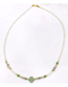 Collier Perles Eau Douce Aventurine verte Labradorite