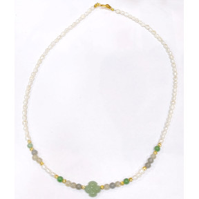 Collier Perles Eau Douce Aventurine verte Labradorite