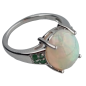 Bague Opale et Emeraude Argent 925 Taille 54