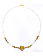 Collier Perles Eau Douce Œil de Tigre Hématite