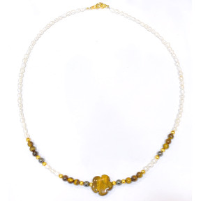 Collier Perles Eau Douce Œil de Tigre Hématite