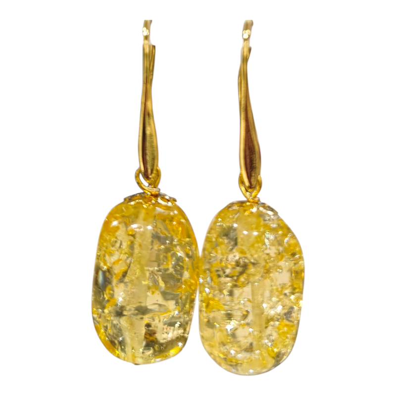 Boucles Ambre Copal Plaquées Or