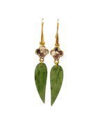 Boucles Jade Feuilles Plaquées Or