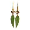 Boucles Jade Feuilles Plaquées Or