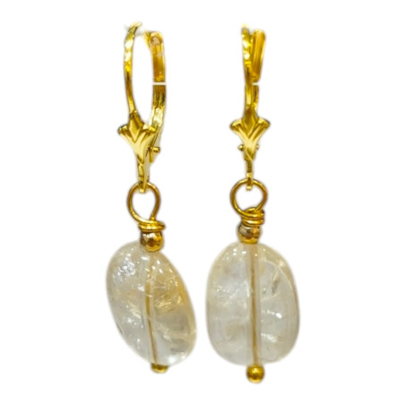 Boucles Citrine Argent 925 Plaqué or (Vermeil)