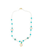 Collier Perles Eau Douce et Perles Grain de Riz Turquoise