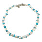 Bracelet Perles d'Eau Douce Grain de Riz et Turquoise avec Fermoir 20 cm