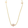Collier Perles Eau Douce et Quartz Rose Trèfles Facettés sur Chaîne Plaquée Or 80 + 5 cm