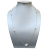 Collier Perles Eau Douce et Quartz Rose Trèfles Facettés sur Chaîne Plaquée Or 80 + 5 cm