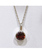 Pendentif Grenat Facetté et Chaîne Argent 925 45 cm