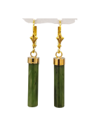 Boucles Jade Argent 925 Plaqué Or ( Vermeil )