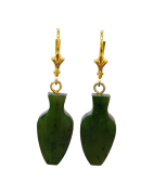 Boucles Jade Vases Argent 925 Plaqué Or ( Vermeil )