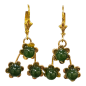 Boucles Jade Fleurs Argent 925 Plaqué Or ( Vermeil )