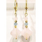Boucles Quartz Rose et Aigue Marine Facettés Argent 925 Plaqué Or ( Vermeil )