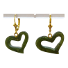 Boucles Jade Cœurs Argent 925 Plaqué Or ( Vermeil )