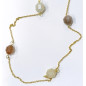Collier Pierre de Lune Blanche Rose et Grise Facettée avec Chaîne Acier Inox Plaqué or 80 + 5 cm