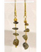 Boucles Labradorite Acier Inox Plaqué or 4 cm
