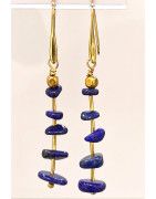 Boucles Lapis-Lazuli Acier Inox Plaqué or 4 cm