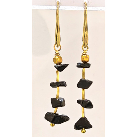 Boucles Onyx  Acier Inox Plaqué or 4 cm