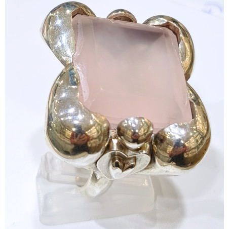 Bague Quartz Rose Anges Création Meirea Argent 925 Taille 58