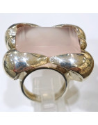Bague Quartz Rose Anges Création Meirea Argent 925 Taille 58