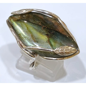 Bague Labradorite Feuilles Création Meirea Argent 925 Taille 55